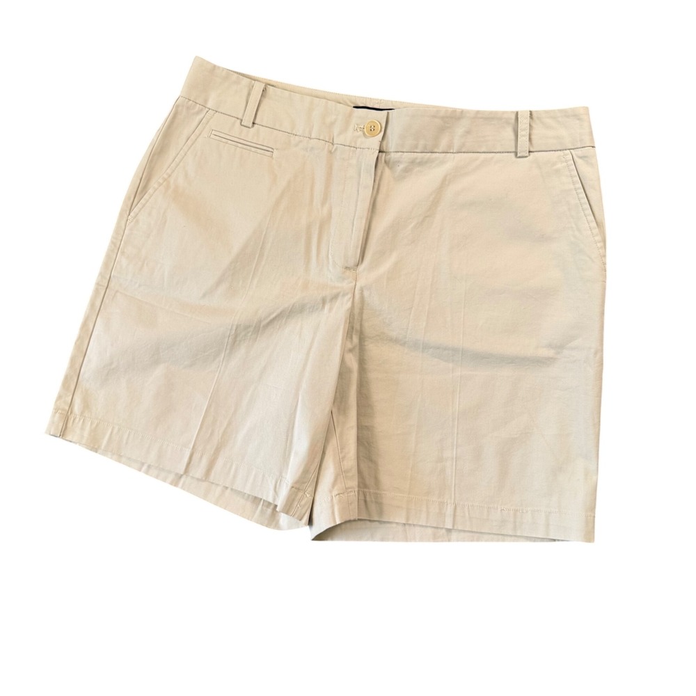 Talbots Womens 12 Khaki Chino Shorts Stretch Preppy Classic Coastal Grandmother